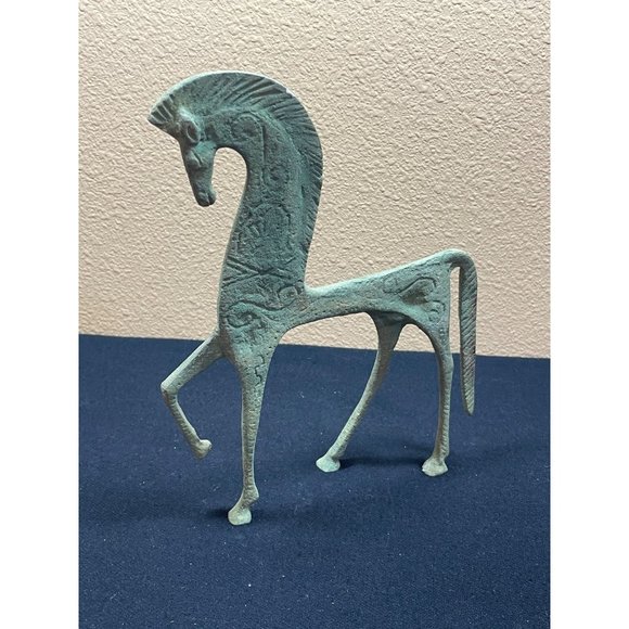 MCM Patinated Etruscan Horse Modernist Large Figurine Vintage 10" - Picture 1 of 7